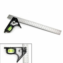 Load image into Gallery viewer, 12inch Adjustable Combination Right Angle Ruler 45 / 90 Degree with Bubble Level Gauge Measuring Tools for Woodworking