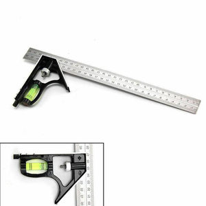 12inch Adjustable Combination Right Angle Ruler 45 / 90 Degree with Bubble Level Gauge Measuring Tools for Woodworking